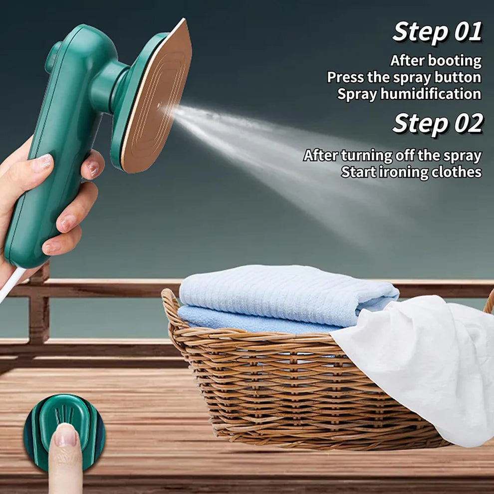 Mini Portable Iron Steam Iron, 2-in-1 Handheld Steam Generator with Constant Temperature, Dry
